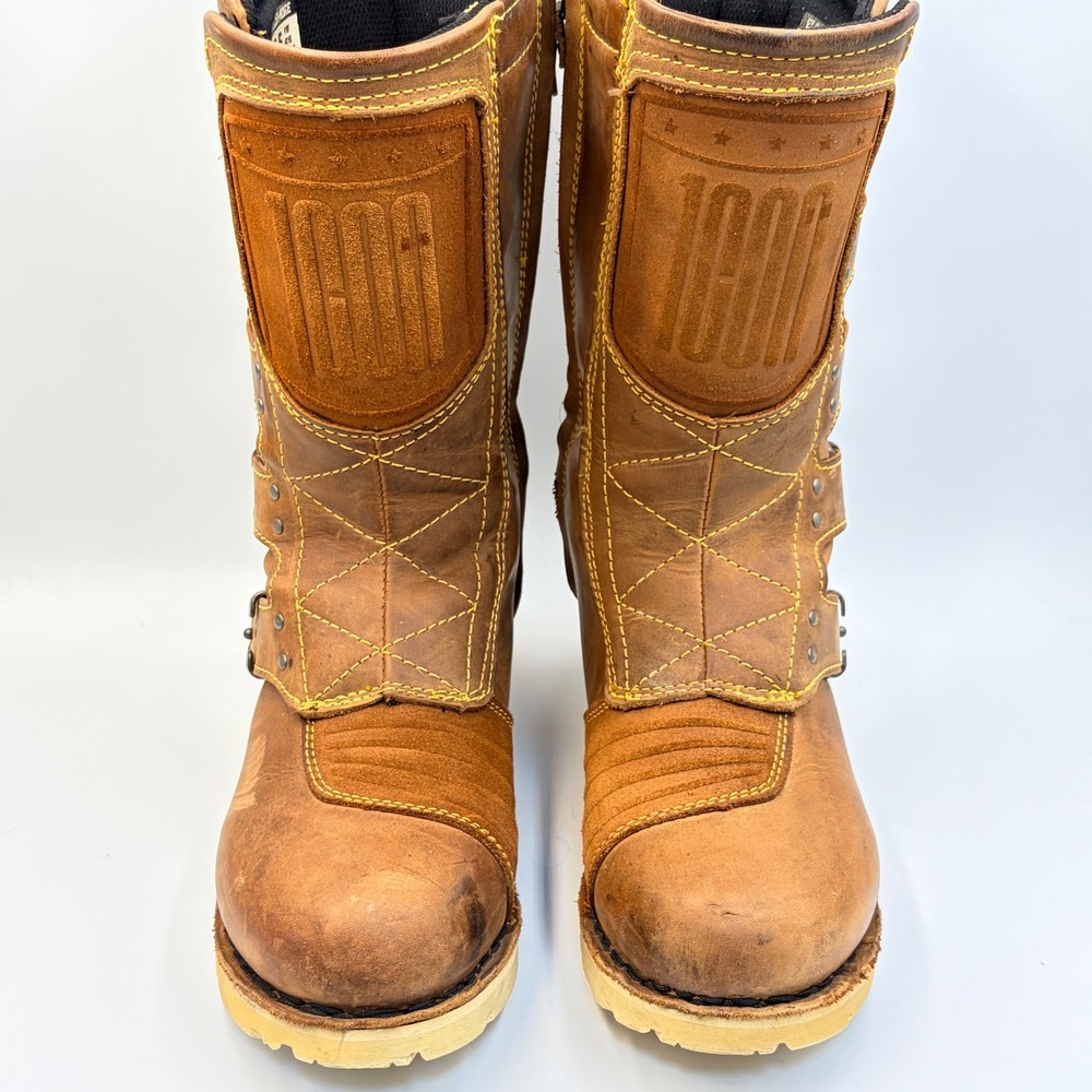 Icon 1000 Elsinore Mens 8.5 Brown Leather Motorcycle Boots Buckle Rugged Biker - Picture 10 of 16